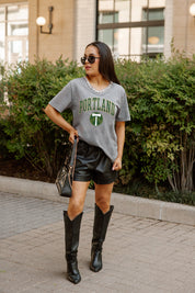 PORTLAND TIMBERS ICONIC EDGE RHINESTONE TRIM V-NECK TEE