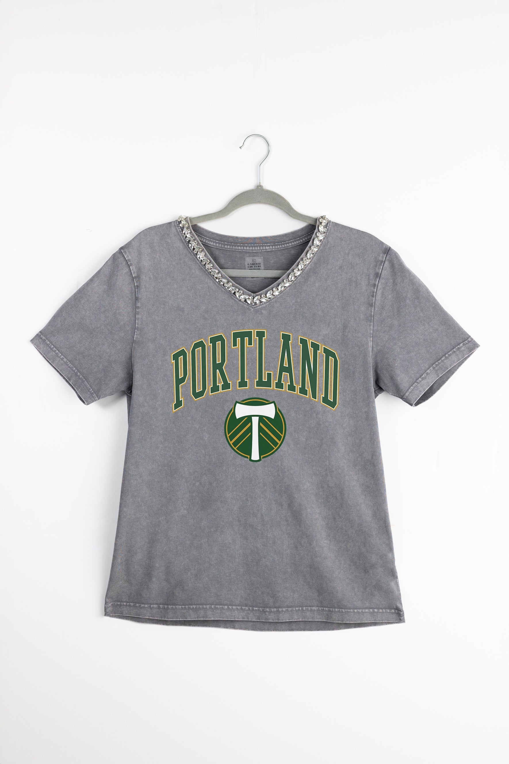 PORTLAND TIMBERS ICONIC EDGE RHINESTONE TRIM V-NECK TEE