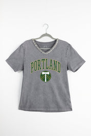 PORTLAND TIMBERS ICONIC EDGE RHINESTONE TRIM V-NECK TEE