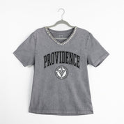 PROVIDENCE FRIARS ICONIC EDGE RHINESTONE TRIM V-NECK TEE