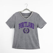 PORTLAND PILOTS ICONIC EDGE RHINESTONE TRIM V-NECK TEE