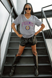 PRAIRIE VIEW A&M PANTHERS ICONIC EDGE RHINESTONE TRIM V-NECK TEE