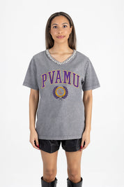 PRAIRIE VIEW A&M PANTHERS ICONIC EDGE RHINESTONE TRIM V-NECK TEE