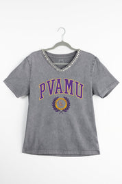 PRAIRIE VIEW A&M PANTHERS ICONIC EDGE RHINESTONE TRIM V-NECK TEE