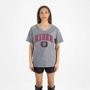 RIDER BRONCS ICONIC EDGE RHINESTONE TRIM V-NECK TEE