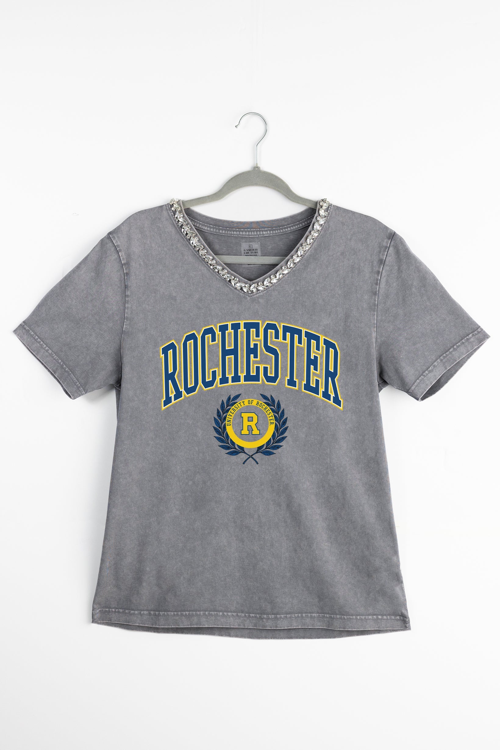 ROCHESTER YELLOWJACKETS ICONIC EDGE RHINESTONE TRIM V-NECK TEE