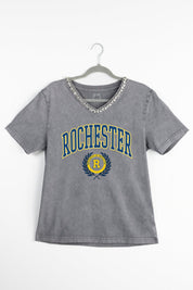 ROCHESTER YELLOWJACKETS ICONIC EDGE RHINESTONE TRIM V-NECK TEE