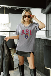 REAL SALT LAKE ICONIC EDGE RHINESTONE TRIM V-NECK TEE