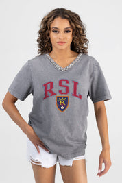 REAL SALT LAKE ICONIC EDGE RHINESTONE TRIM V-NECK TEE