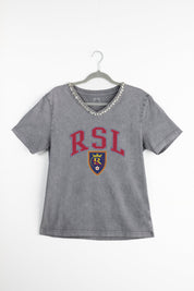 REAL SALT LAKE ICONIC EDGE RHINESTONE TRIM V-NECK TEE
