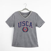 SOUTH CAROLINA AIKEN PACERS ICONIC EDGE RHINESTONE TRIM V-NECK TEE