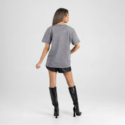 SANTA CLARA BRONCOS ICONIC EDGE RHINESTONE TRIM V-NECK TEE
