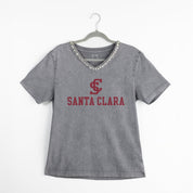 SANTA CLARA BRONCOS ICONIC EDGE RHINESTONE TRIM V-NECK TEE