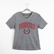 SACRED HEART PIONEERS ICONIC EDGE RHINESTONE TRIM V-NECK TEE