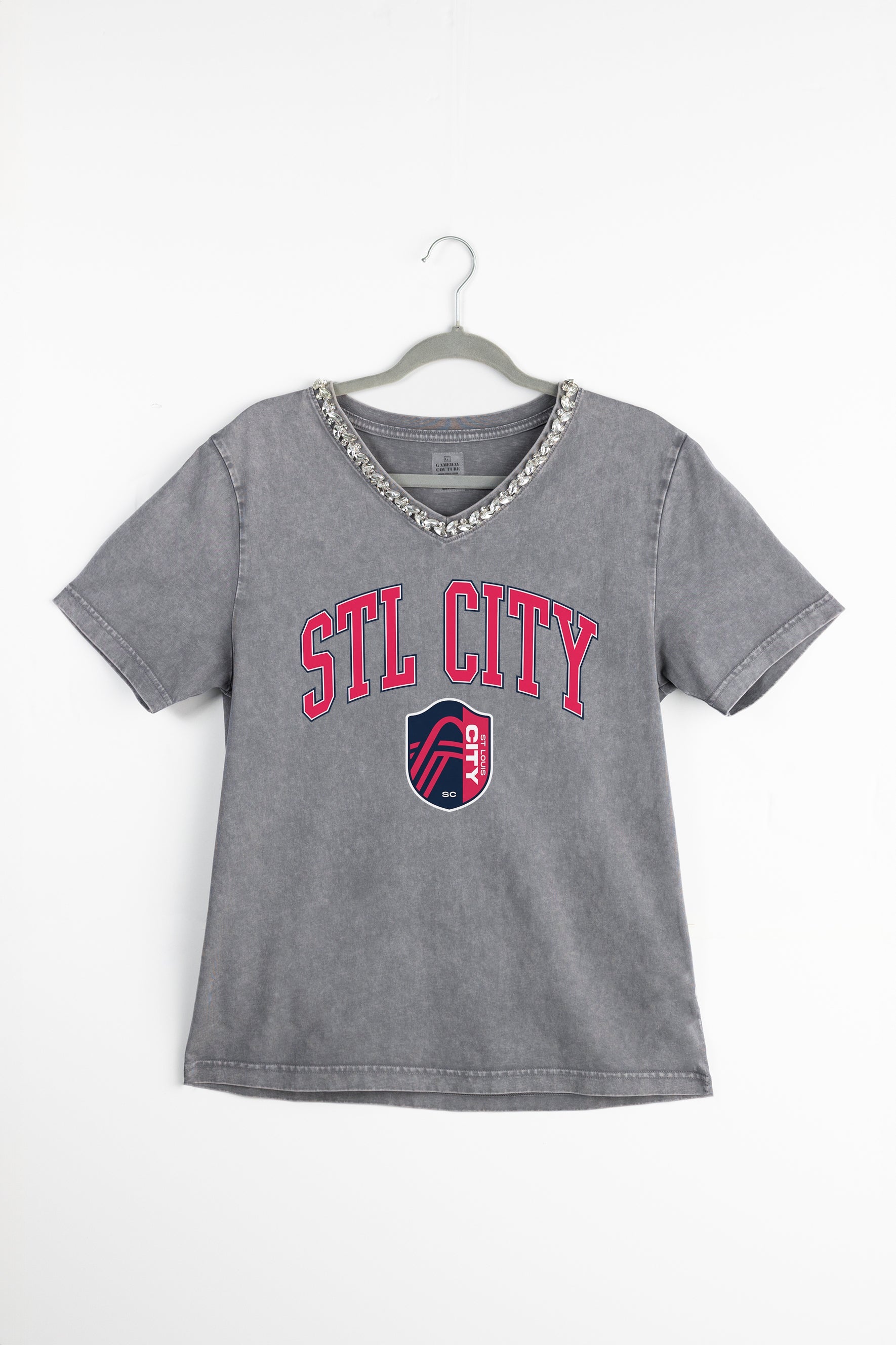 ST. LOUIS CITY SC ICONIC EDGE RHINESTONE TRIM V-NECK TEE