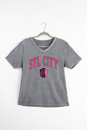 ST. LOUIS CITY SC ICONIC EDGE RHINESTONE TRIM V-NECK TEE