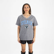 SPELMAN COLLEGE JAGUARS ICONIC EDGE RHINESTONE TRIM V-NECK TEE