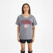 STANFORD CARDINAL ICONIC EDGE RHINESTONE TRIM V-NECK TEE