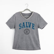 SALVE SEAHAWKS ICONIC EDGE RHINESTONE TRIM V-NECK TEE