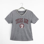 TEXAS A&M AGGIES ICONIC EDGE RHINESTONE TRIM V-NECK TEE