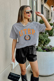 UTEP MINERS ICONIC EDGE RHINESTONE TRIM V-NECK TEE