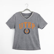 UTEP MINERS ICONIC EDGE RHINESTONE TRIM V-NECK TEE