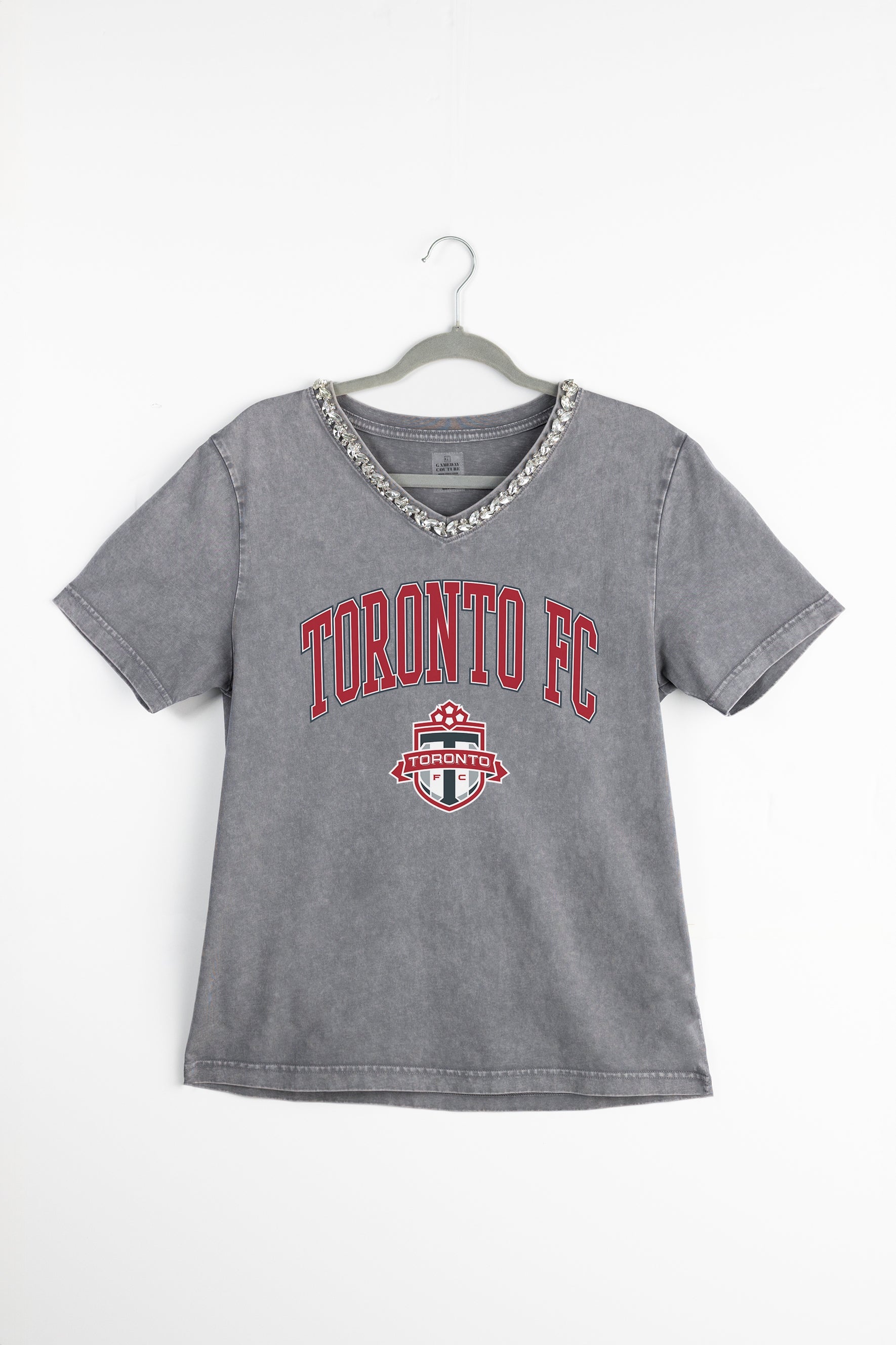 TORONTO FC ICONIC EDGE RHINESTONE TRIM V-NECK TEE