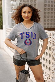 TENNESSEE STATE TIGERS ICONIC EDGE RHINESTONE TRIM V-NECK TEE