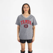 TAMPA SPARTANS ICONIC EDGE RHINESTONE TRIM V-NECK TEE
