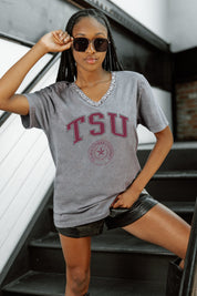 TEXAS SOUTHERN TIGERS ICONIC EDGE RHINESTONE TRIM V-NECK TEE