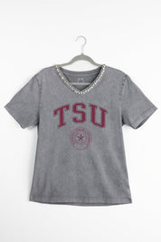 TEXAS SOUTHERN TIGERS ICONIC EDGE RHINESTONE TRIM V-NECK TEE