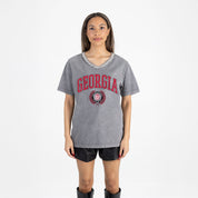 GEORGIA BULLDOGS ICONIC EDGE RHINESTONE TRIM V-NECK TEE