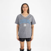 NORTH CAROLINA TAR HEELS ICONIC EDGE RHINESTONE TRIM V-NECK TEE