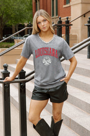 LOUISIANA RAGIN' CAJUNS ICONIC EDGE RHINESTONE TRIM V-NECK TEE