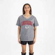 LOUISIANA RAGIN' CAJUNS ICONIC EDGE RHINESTONE TRIM V-NECK TEE