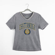 CHATTANOOGA MOCS ICONIC EDGE RHINESTONE TRIM V-NECK TEE
