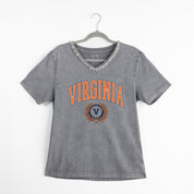 VIRGINIA CAVALIERS ICONIC EDGE RHINESTONE TRIM V-NECK TEE