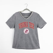VIRGINIA TECH HOKIES ICONIC EDGE RHINESTONE TRIM V-NECK TEE