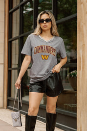 WASHINGTON COMMANDERS ICONIC EDGE RHINESTONE TRIM V-NECK TEE