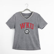 WESTERN KENTUCKY HILLTOPPERS ICONIC EDGE RHINESTONE TRIM V-NECK TEE