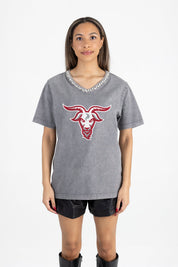 WORCESTER POLYTECHNIC INSTITUTE GOATS ICONIC EDGE RHINESTONE TRIM V-NECK TEE