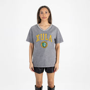 XAVIER UNIVERSITY OF LOUISIANA GOLD ICONIC EDGE RHINESTONE TRIM V-NECK TEE
