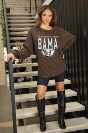 ALABAMA CRIMSON TIDE VITAL STYLE VINTAGE WASH CORDED PULLOVER IN BROWN LEOPARD