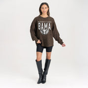 ALABAMA CRIMSON TIDE VITAL STYLE VINTAGE WASH CORDED PULLOVER IN BROWN LEOPARD