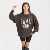 ALABAMA CRIMSON TIDE VITAL STYLE VINTAGE WASH CORDED PULLOVER IN BROWN LEOPARD