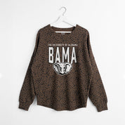 ALABAMA CRIMSON TIDE VITAL STYLE VINTAGE WASH CORDED PULLOVER IN BROWN LEOPARD