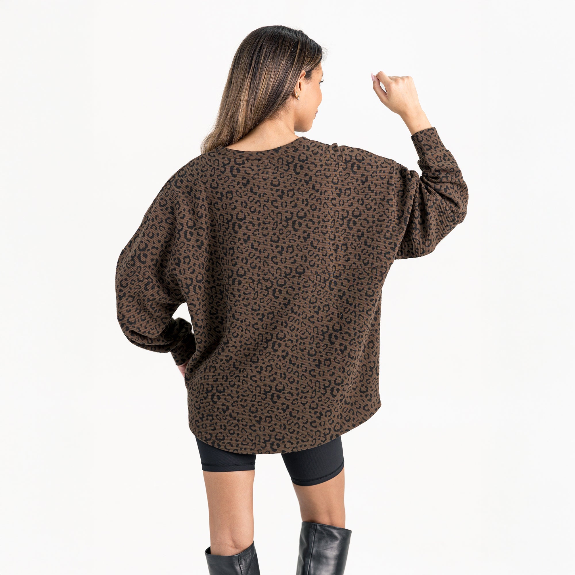 ARIZONA STATE SUN DEVILS VITAL STYLE VINTAGE WASH CORDED PULLOVER IN BROWN LEOPARD