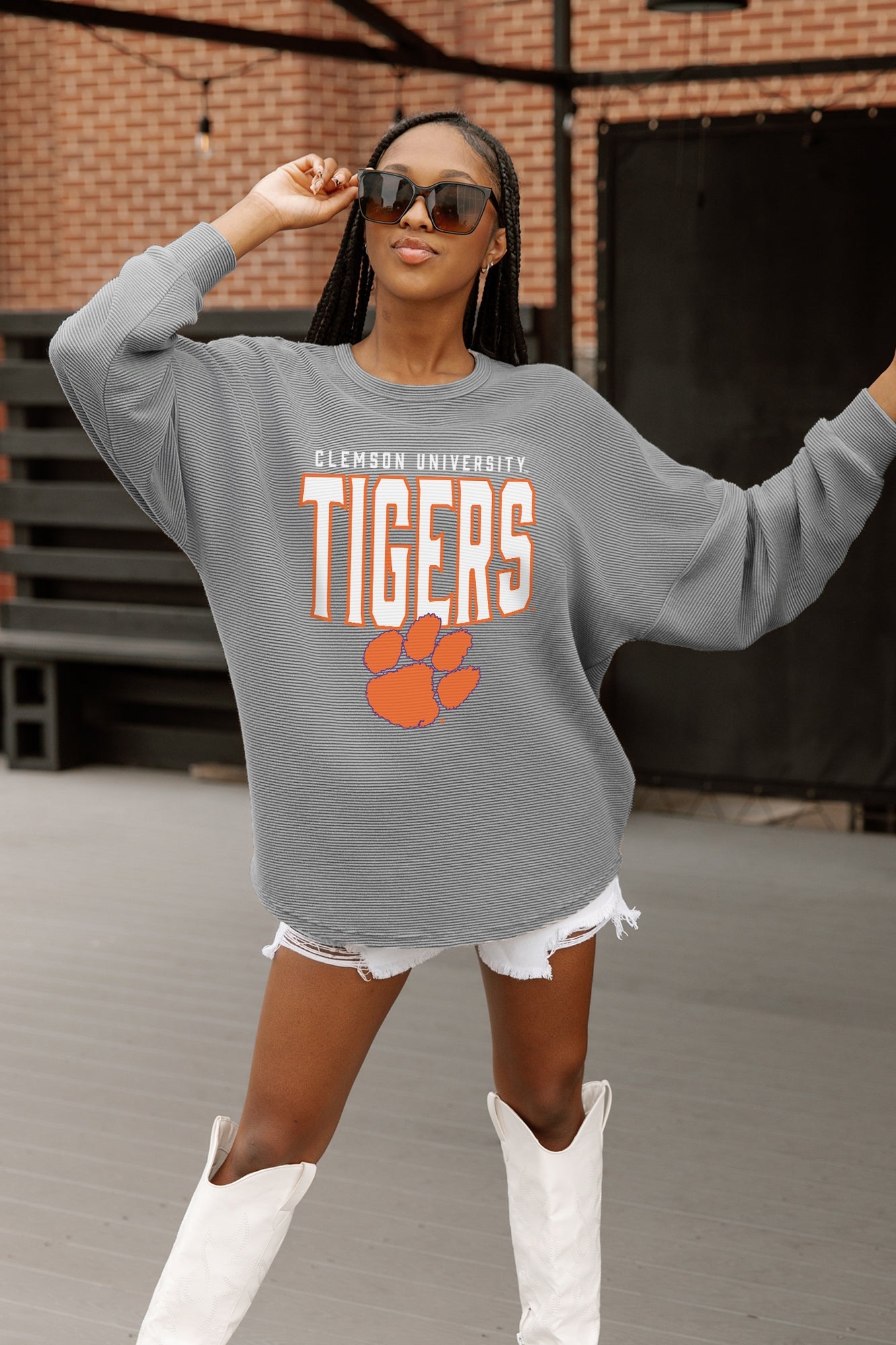 CLEMSON TIGERS PURE MOTION VINTAGE WASH CORDED PULLOVER