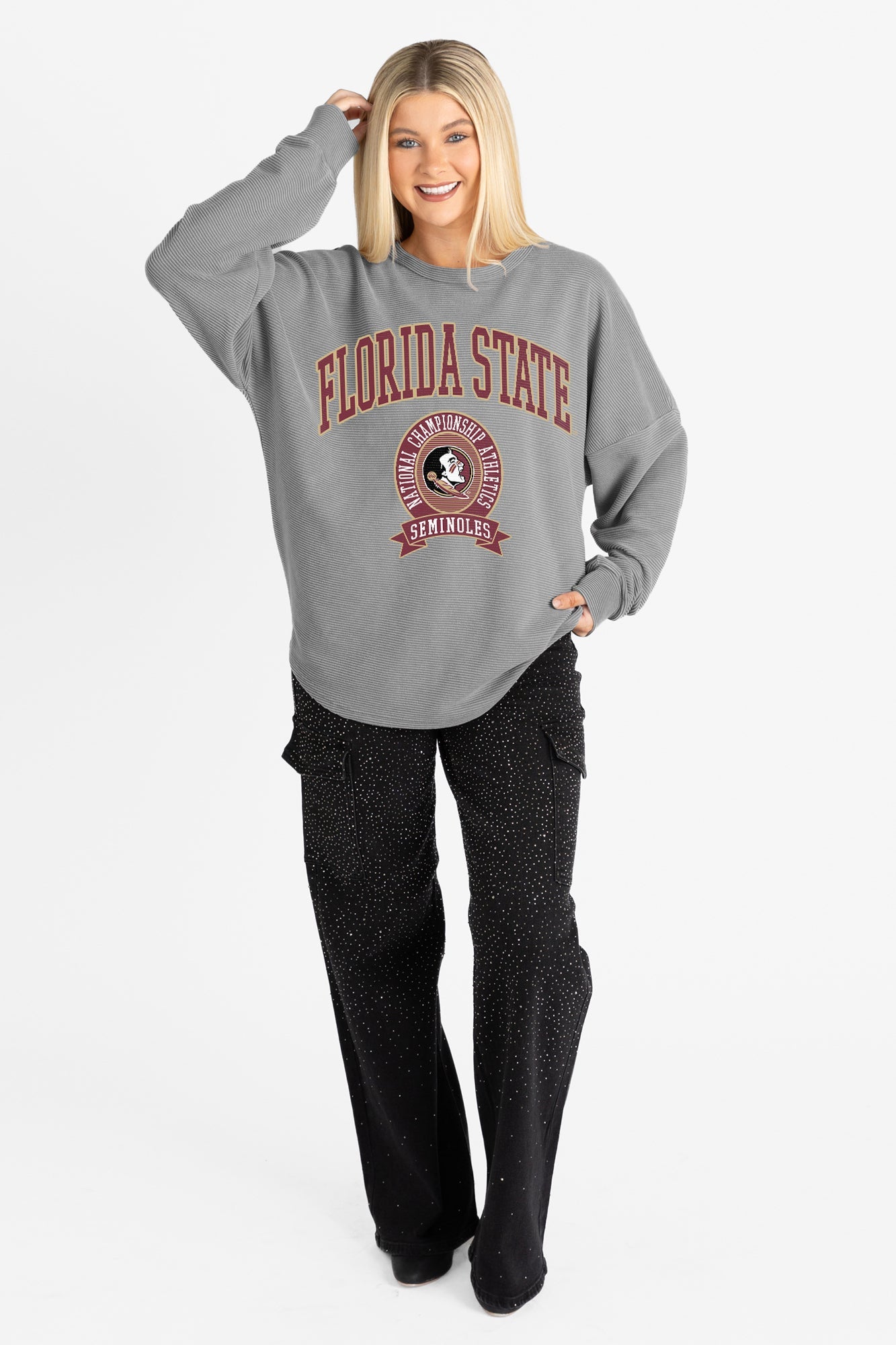 FLORIDA STATE SEMINOLES TRAINING VINTAGE WASH CORDED PULLOVER