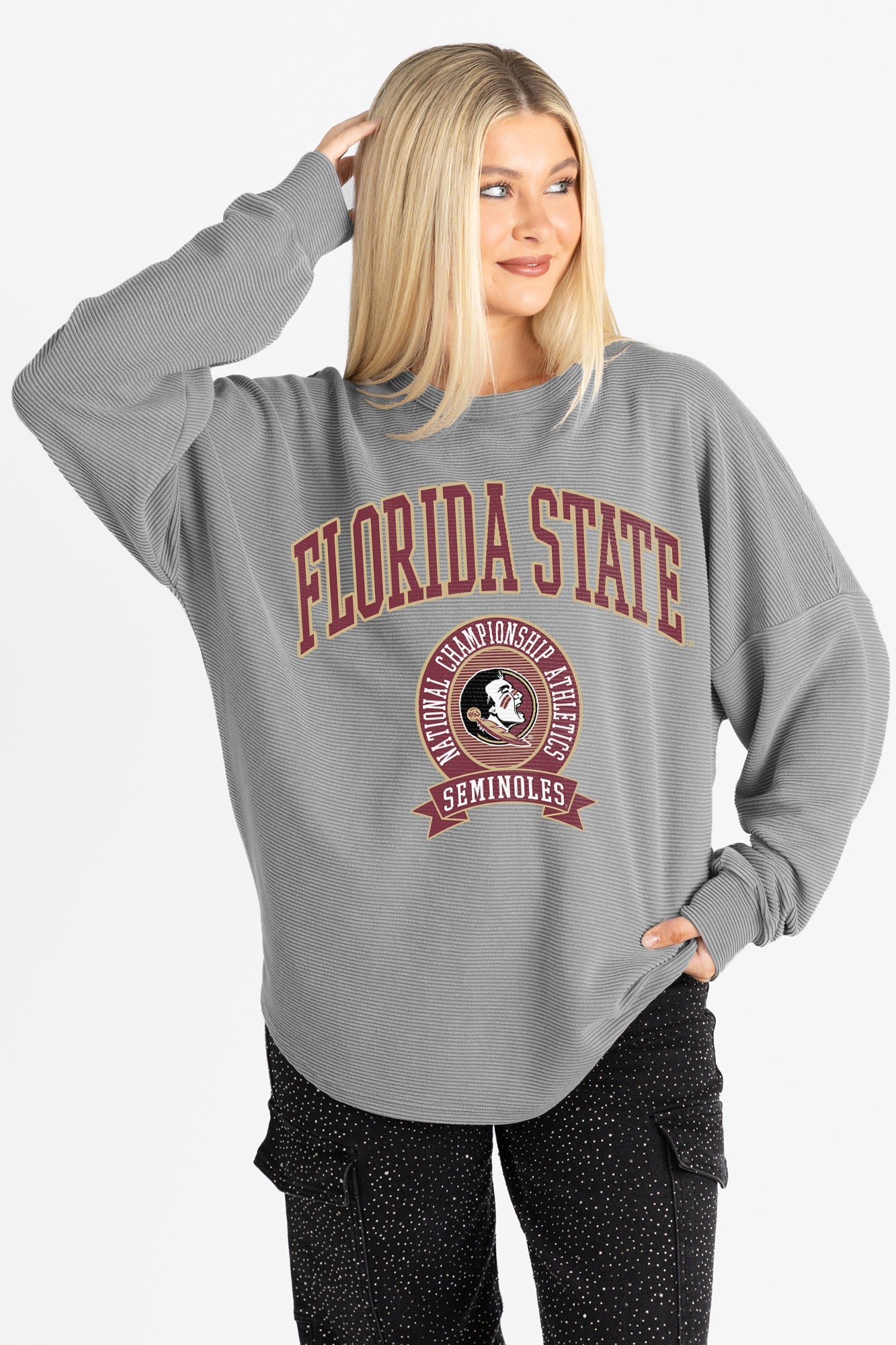 FLORIDA STATE SEMINOLES TRAINING VINTAGE WASH CORDED PULLOVER